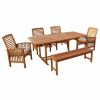 Outdoor Dining Furniture * | Walker Edison 6-Piece Acacia Wood Outdoor Patio Dining Set With Cushions Brown