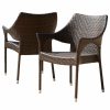 Outdoor Chairs * | Gdfstudio Del Mar Outdoor Brown Wicker Chairs, Set Of 2