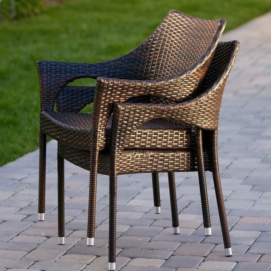 Outdoor Chairs * | Gdfstudio Del Mar Outdoor Brown Wicker Chairs, Set Of 2