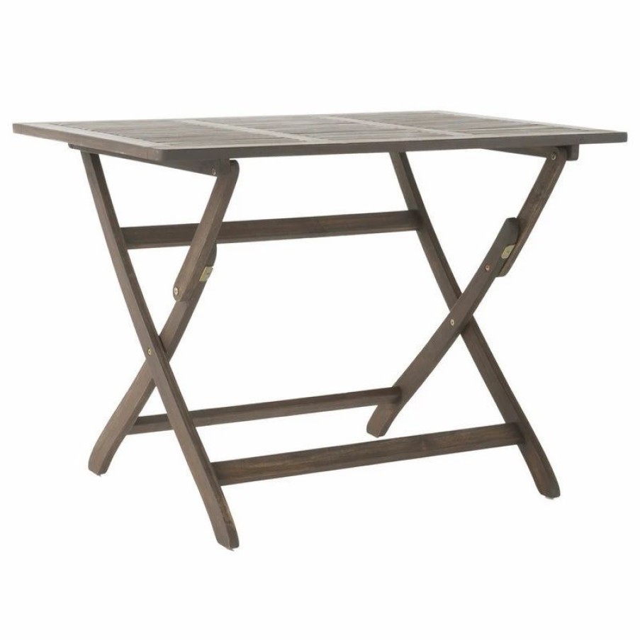 Outdoor Dining Furniture * | Gdfstudio Gdf Studio St. Nevis Outdoor Acacia Wood Foldable Dining Table, Gray