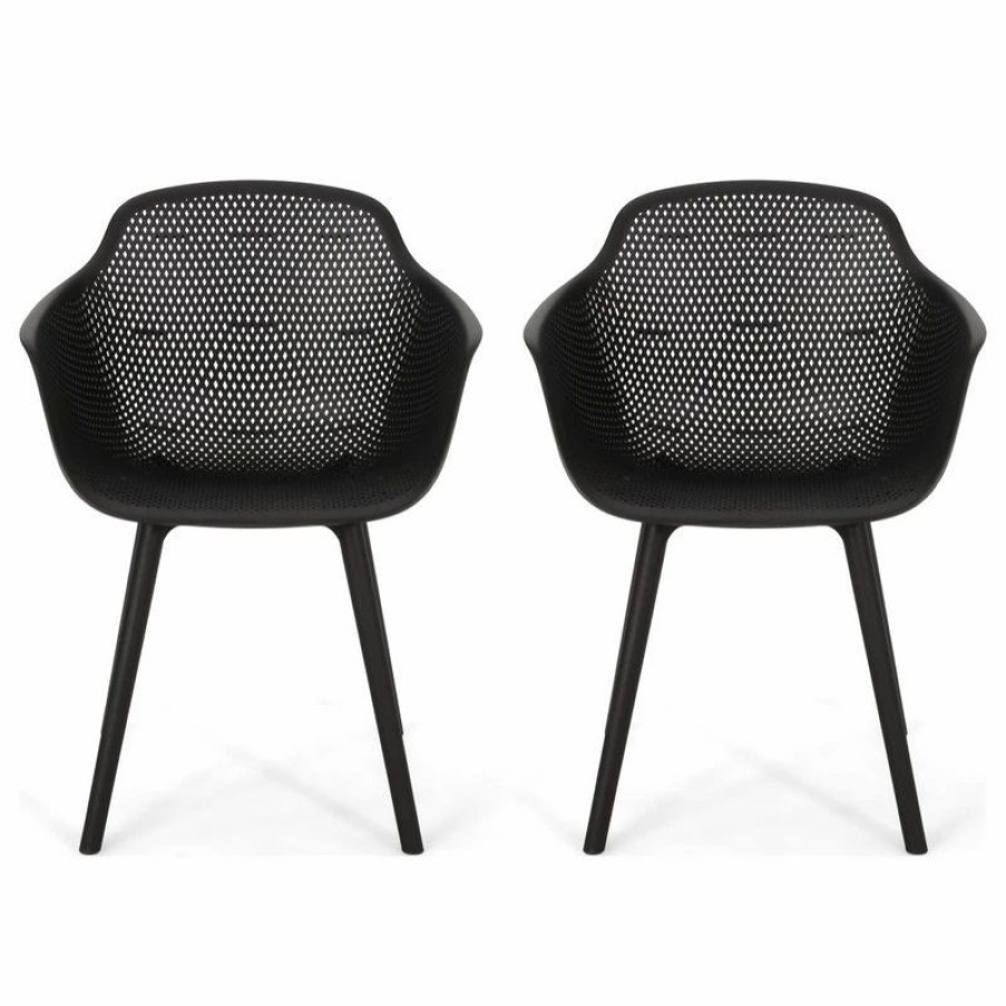 Outdoor Chairs * | Gdfstudio Lotus Outdoor Dining Chair, Black