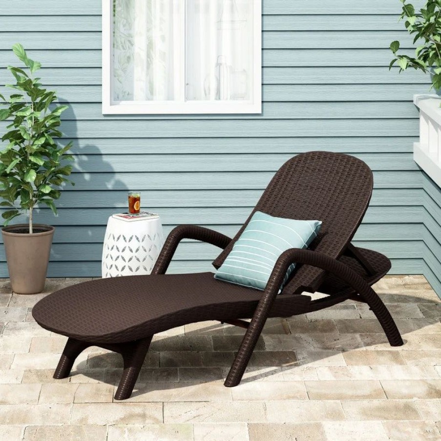 Outdoor Chairs * | Gdfstudio Caspian Outdoor Faux Wicker Chaise Lounge