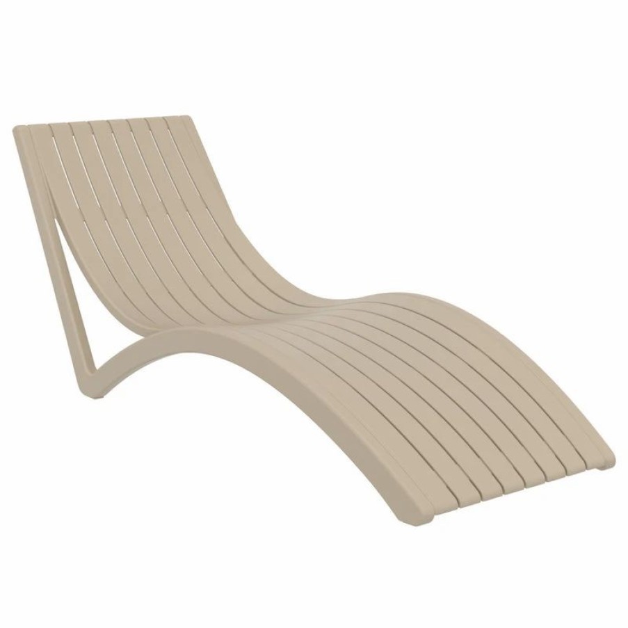 Outdoor Chairs * | Compamia Slim Pool Chaise Sun Lounger, Set Of 2, Taupe