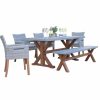 Outdoor Dining Furniture * | Outdoor Interiors 6-Piece Eucalyptus And Wicker Dining Set With Composite Backless Bench