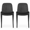 Outdoor Chairs * | Gdfstudio Tafton Outdoor Stacking Dining Chair, Set Of 2, Black