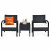 Outdoor Lounge Furniture * | Costway 3Pcs Patio Rattan Furniture Set Table Chairs Set Cushioned Garden