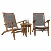 Outdoor Lounge Furniture * | Outdoor Interiors 3-Piece Eucalyptus And Gray Wicker Lounge Set With Round Accent Table