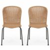 Outdoor Chairs * | Gdfstudio Lampman Outdoor Boho Wicker Dining Chair, Set Of 2, Light Brown/Black