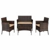 Outdoor Lounge Furniture * | Belleze Outdoor Rattan Wicker 4-Piece Sectional Set, Brown