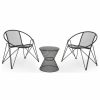 Outdoor Lounge Furniture * | Gdfstudio Janice Modern Outdoor Iron Chat Set With Side Table, Matte Black