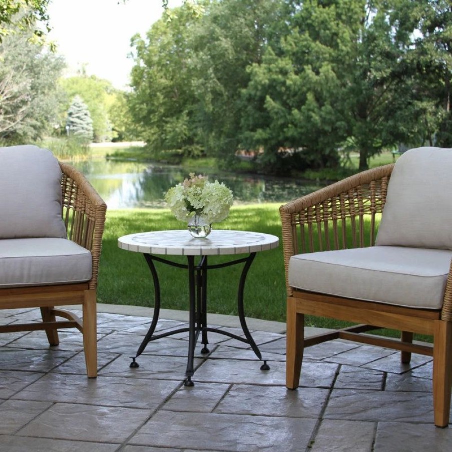 Outdoor Lounge Furniture * | Outdoor Interiors 3-Piece Bohemian Teak And Wicker Armchair Set