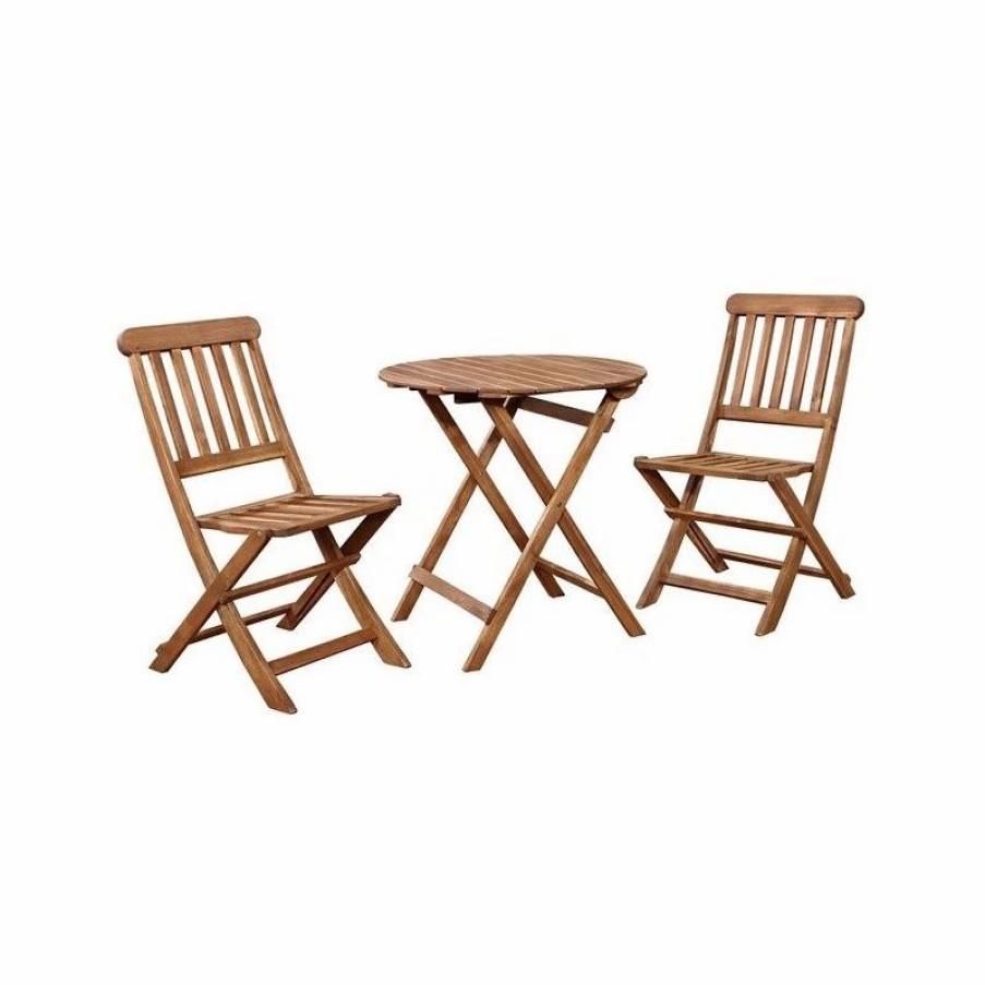 Outdoor Dining Furniture * | Linon Home Decor Products Catalan Cafe Set, Teak Finish, 28.75" X 28.75" X 28.75", Teak Finish