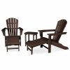 Outdoor Lounge Furniture * | Polywood Palm Coast Ultimate Adirondack 3-Piece Set, Mahogany