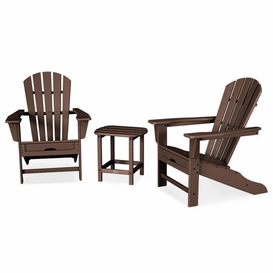 Outdoor Lounge Furniture * | Polywood Palm Coast Ultimate Adirondack 3-Piece Set, Mahogany