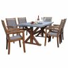 Outdoor Dining Furniture * | Outdoor Interiors 7-Piece Composite Top Dining Set With Stacking Driftwood Grey Chairs