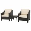 Outdoor Lounge Furniture * | Gdfstudio Gdf Studio 3-Piece Jones Outdoor Brown Wicker Bistro With Cushions Set