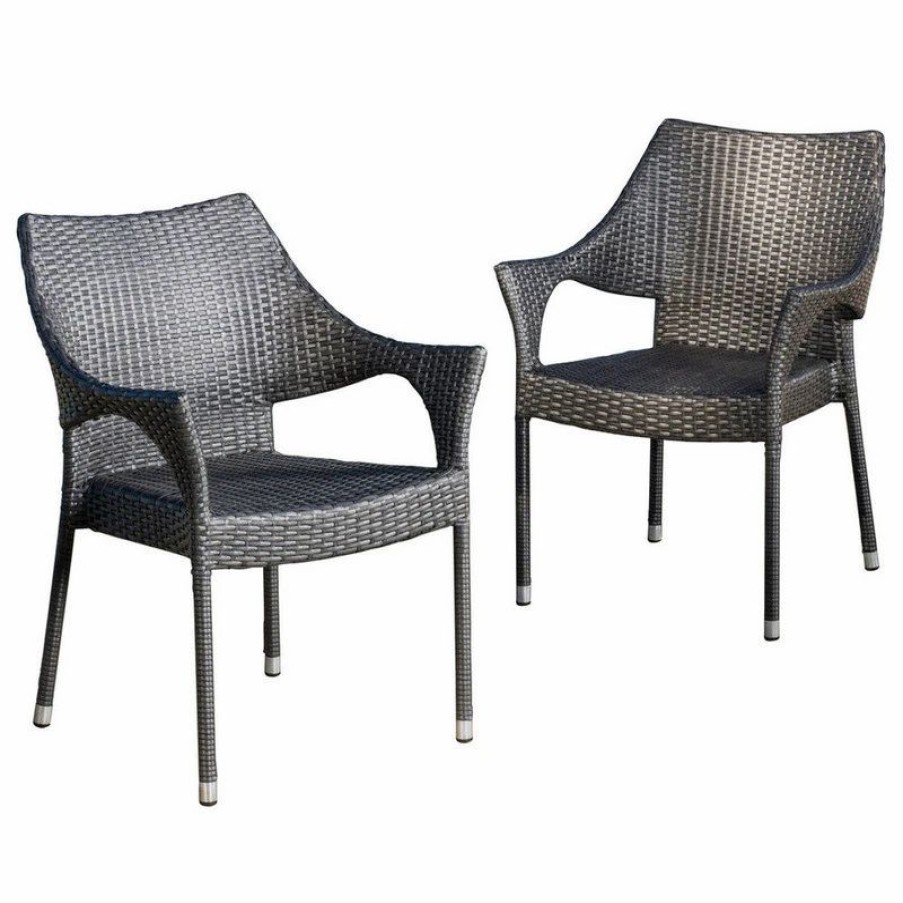 Outdoor Chairs * | Gdfstudio Gdf Studio Alameda Outdoor Gray Wicker Chairs, Set Of 2