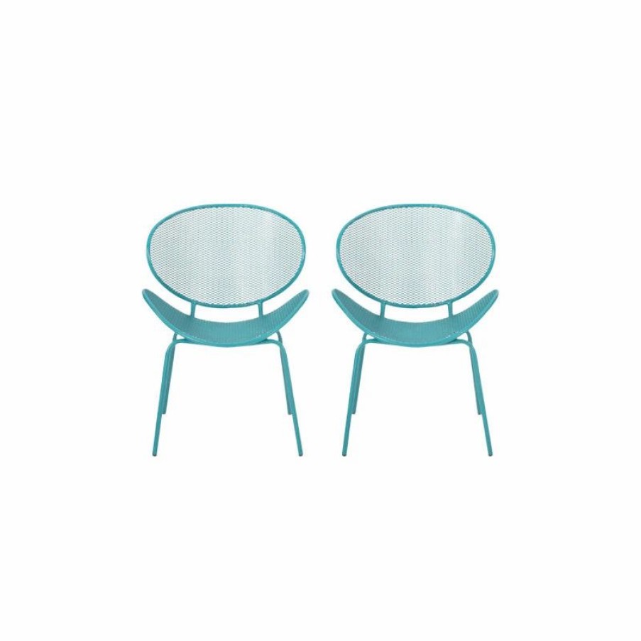 Outdoor Chairs * | Gdfstudio Andre Outdoor Dining Chair, Set Of 2, Matte Teal