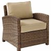 Outdoor Lounge Furniture * | Crosley Bradenton Outdoor Wicker Arm Chair With Sand Cushions