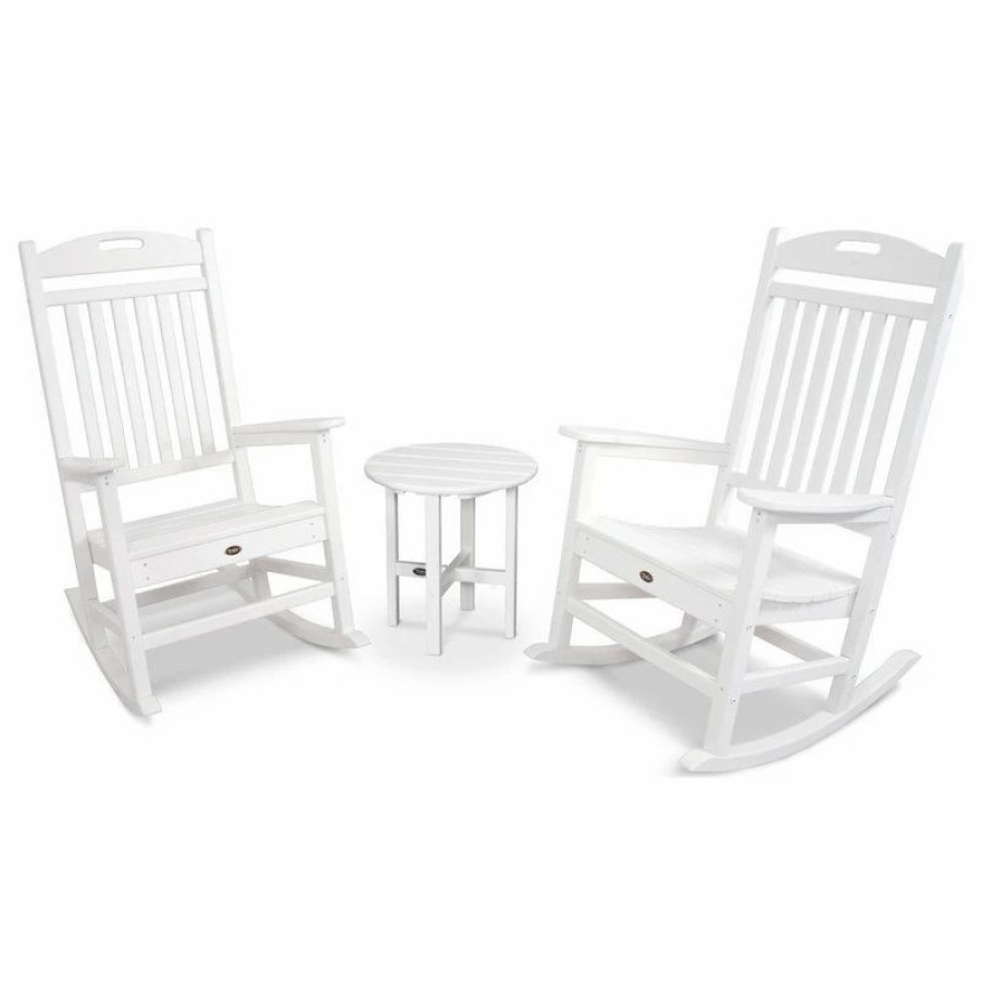 Outdoor Lounge Furniture * | Polywood Trex Outdoor Furniture Yacht Club Rocker 3-Piece Set, Classic White