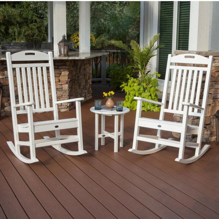 Outdoor Lounge Furniture * | Polywood Trex Outdoor Furniture Yacht Club Rocker 3-Piece Set, Classic White