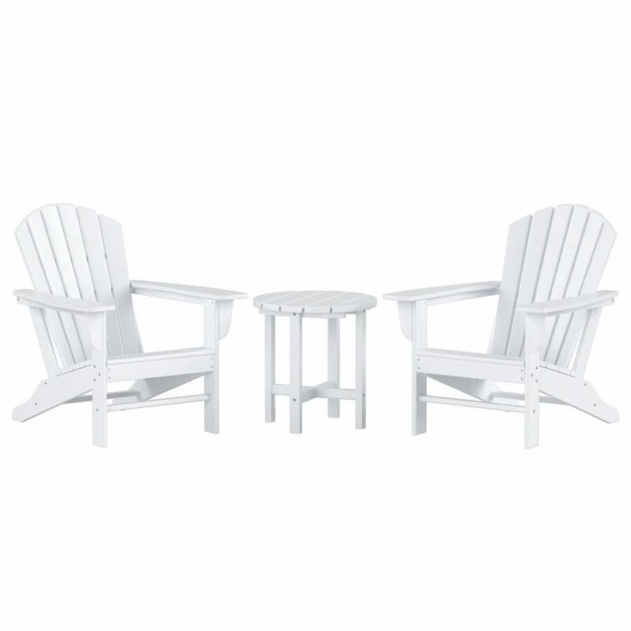 Outdoor Lounge Furniture * | Westintrends 3 Pc Set 2Pcs Outdoor Patio Poly Lumber Adirondack Chairs With 1 Pc Side Table