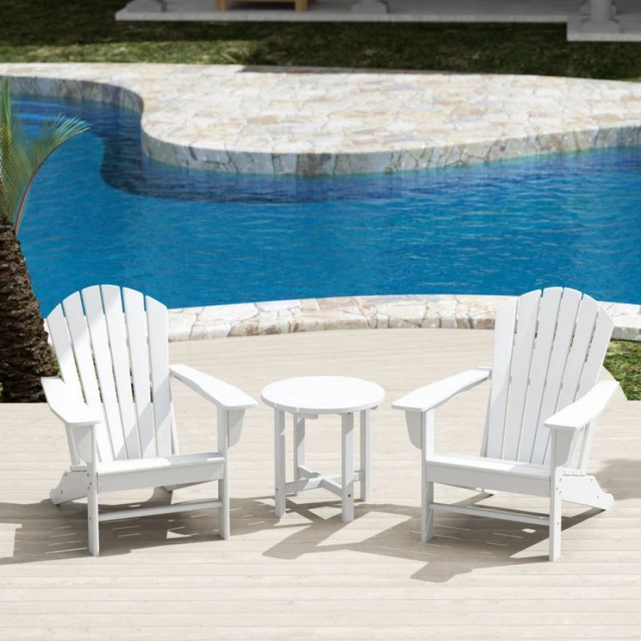 Outdoor Lounge Furniture * | Westintrends 3 Pc Set 2Pcs Outdoor Patio Poly Lumber Adirondack Chairs With 1 Pc Side Table