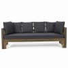 Outdoor Chairs * | Gdfstudio Camille Outdoor Extendable Acacia Wood Daybed Sofa, Dark Gray/Gray Finish