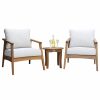 Outdoor Lounge Furniture * | Outdoor Interiors Eucalyptus 3-Piece Modern Seating Group With Round Accent Table