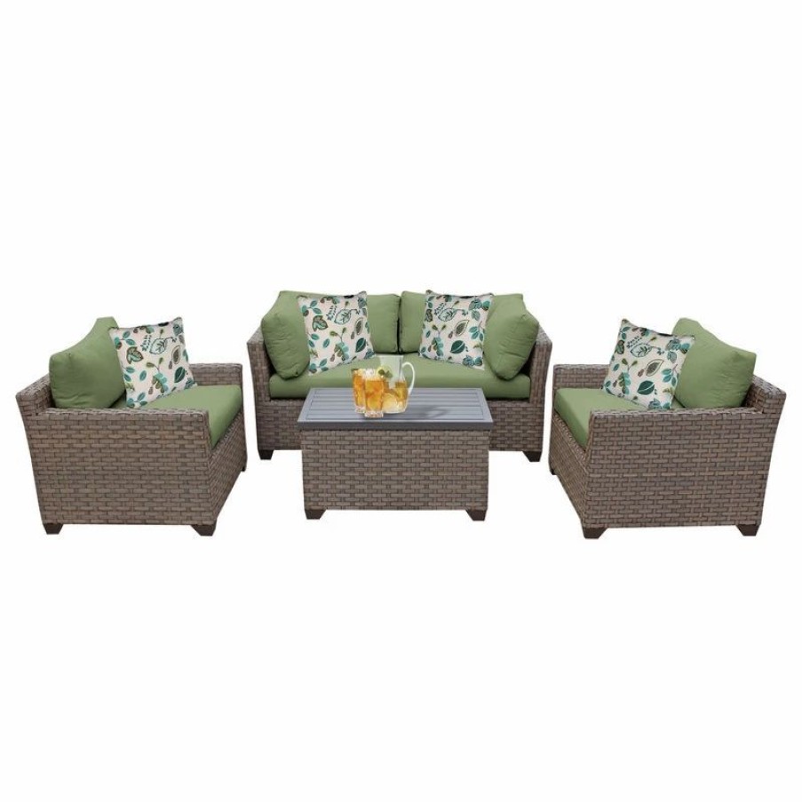 Outdoor Lounge Furniture * | Tkclassics Monterey 5 Piece Outdoor Wicker Patio Furniture Set 05B, Cilantro