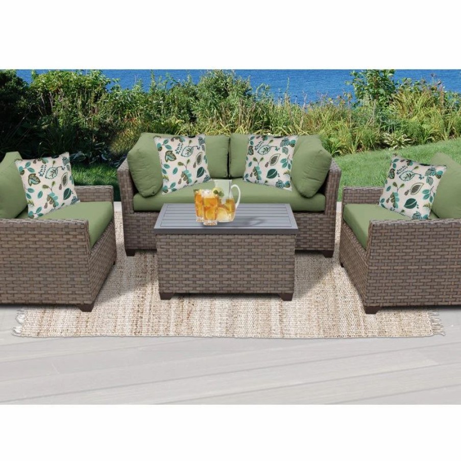 Outdoor Lounge Furniture * | Tkclassics Monterey 5 Piece Outdoor Wicker Patio Furniture Set 05B, Cilantro