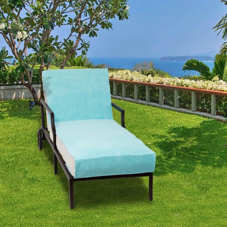 Outdoor Chairs * | Linum Home Textiles Personalized Standard Chaise Lounge Cover, Aqua, D