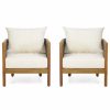 Outdoor Lounge Furniture * | Gdfstudio Alden Outdoor Acacia Wood Club Chairs With Cushions, Set Of 2