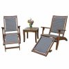 Outdoor Lounge Furniture * | Outdoor Interiors 3-Piece Eucalyptus And Wicker Lounger Set With Ottoman And Square Accent Table