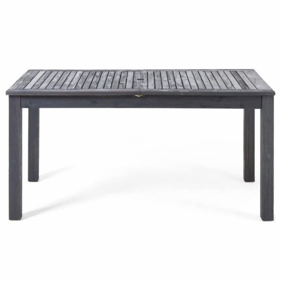 Outdoor Dining Furniture * | Gdfstudio Gdf Studio Eric Outdoor Expandable Acacia Wood Dining Table, Dark Gray Finish