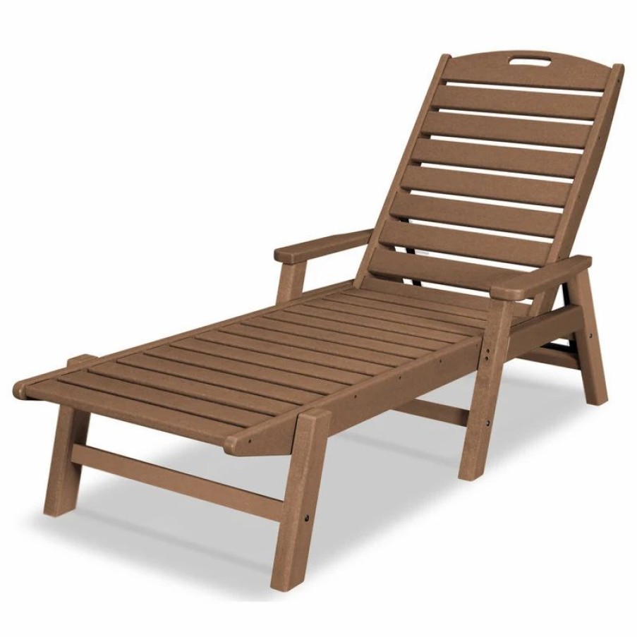 Outdoor Chairs * | Polywood Nautical Chaise With Arms, Teak