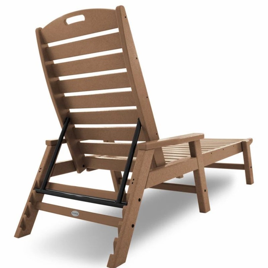 Outdoor Chairs * | Polywood Nautical Chaise With Arms, Teak