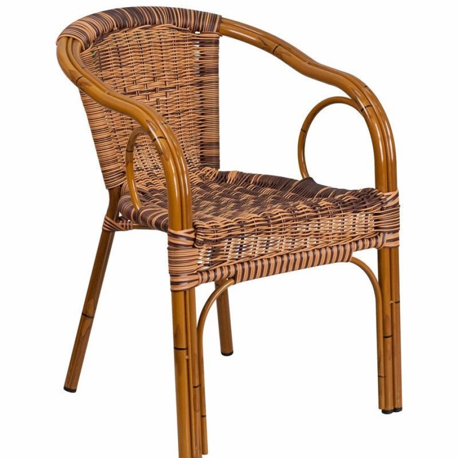 Outdoor Chairs * | Flash Furniture Cadiz Series Burning Brown Rattan Patio Chair