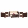 Outdoor Lounge Furniture * | Gdfstudio Gdf Studio 4-Piece Montague Outdoor Brown Wicker Sofa Set