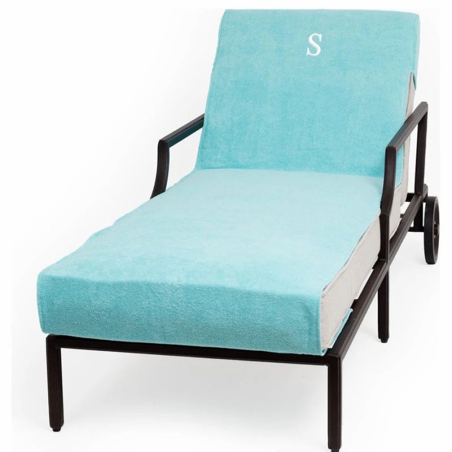 Outdoor Chairs * | Linum Home Textiles Personalized Standard Chaise Lounge Cover, Aqua, S