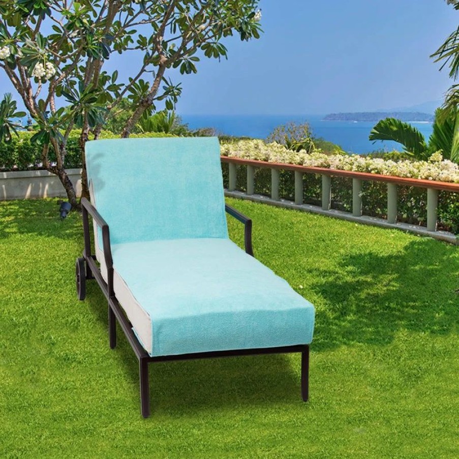 Outdoor Chairs * | Linum Home Textiles Personalized Standard Chaise Lounge Cover, Aqua, S