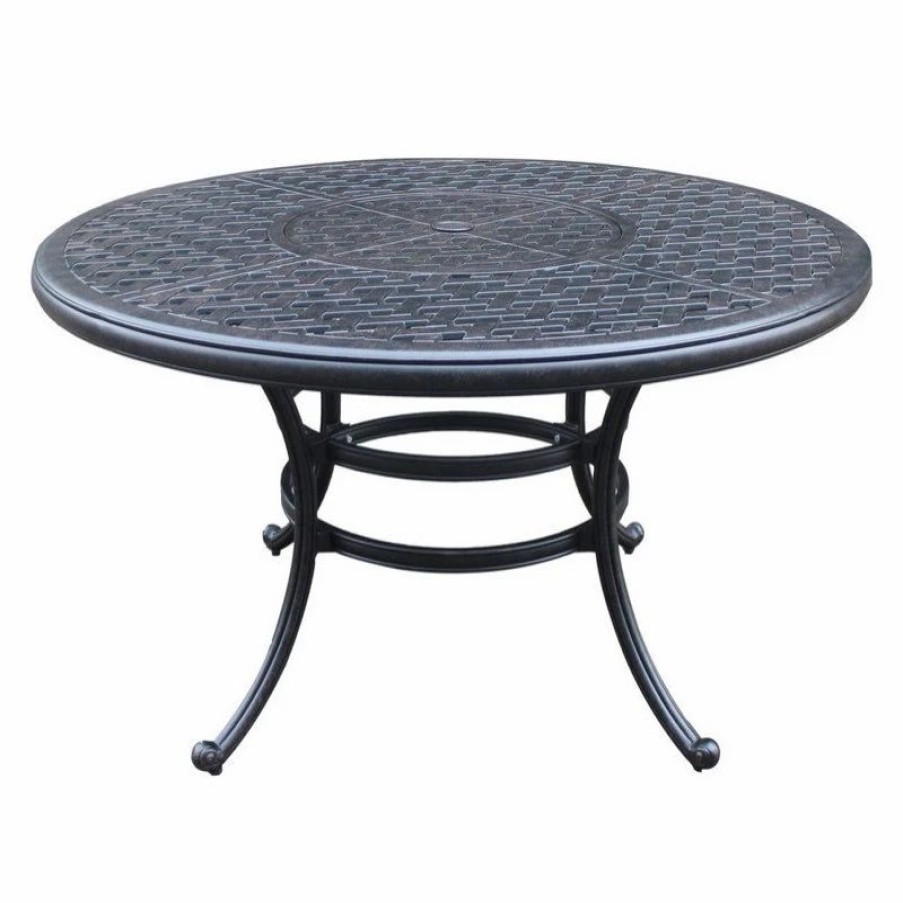 Outdoor Dining Furniture * | Ipatio Furniture Carlsbad Cast Aluminum 5-Piece Round Dining Set With 4 Swivel Rockers, Dark Lava