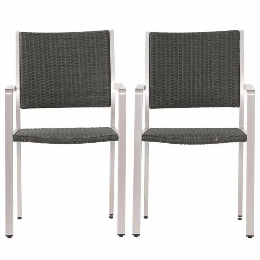 Outdoor Chairs * | Gdfstudio Gdf Studio Coral Bay Outdoor Wicker Dining Chairs With Aluminum Frame, Set Of 2