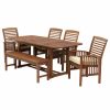 Outdoor Dining Furniture * | Walker Edison 6-Piece Acacia Wood Outdoor Patio Dining Set With Cushions Dark Brown