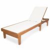 Outdoor Chairs * | Gdfstudio Gdf Studio Della Outdoor Mesh Chaise Lounge With Acacia Wood Frame, Teak/White