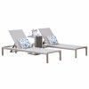 Outdoor Lounge Furniture * | Gdfstudio Gdf Studio 3-Piece Crested Bay Gray Mesh Chaise Lounge Set With End Table, Gray