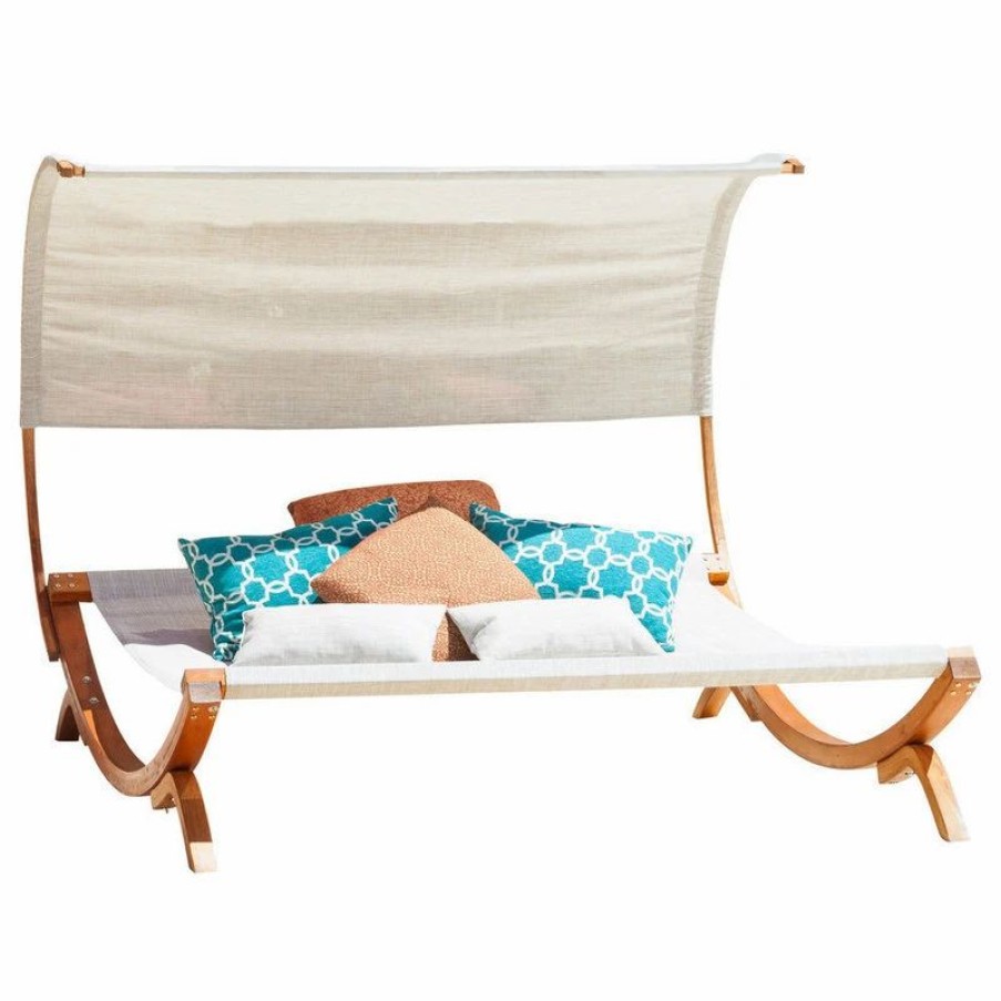 Outdoor Chairs * | Gdfstudio Gdf Studio Rosalie Outdoor Patio Chaise Lounge Sunbed And Canopy