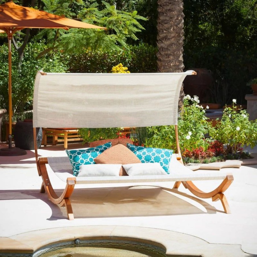 Outdoor Chairs * | Gdfstudio Gdf Studio Rosalie Outdoor Patio Chaise Lounge Sunbed And Canopy