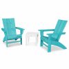 Outdoor Lounge Furniture * | Polywood Modern 3-Piece Curveback Adirondack Set, Aruba/White