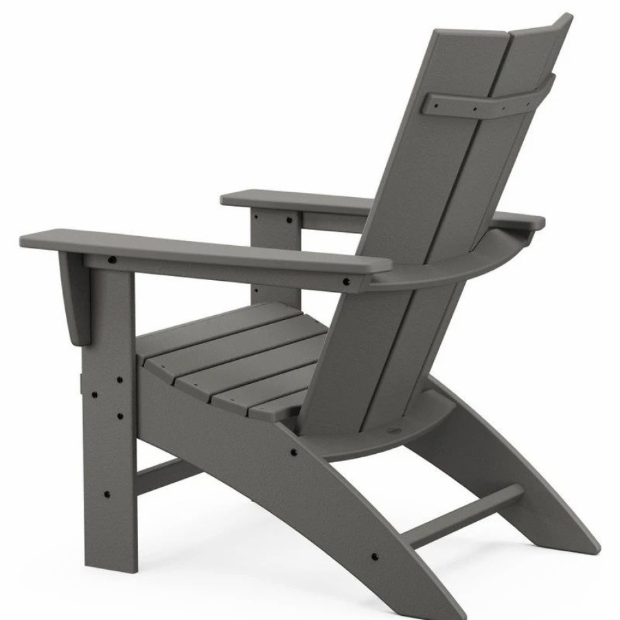 Outdoor Lounge Furniture * | Polywood Modern 3-Piece Curveback Adirondack Set, Aruba/White